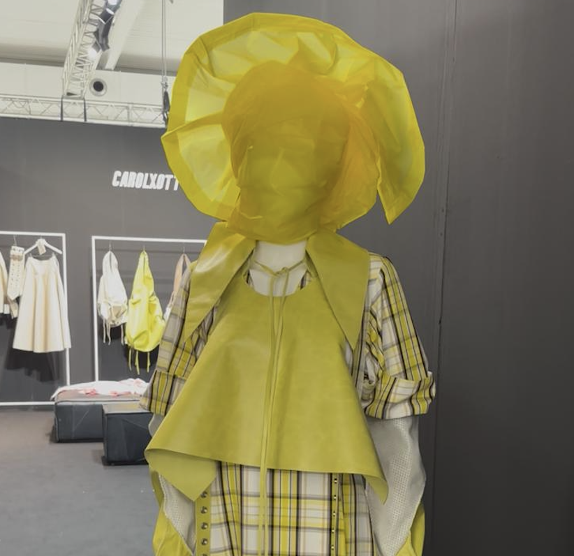 Carol, Estonian designer from Prangli Island, hand-dyeing sustainable upcycled leather fashion and creating colorful recycled rugs